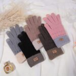 Knitted Gloves Korean & Japanese Style Solid Color Mink Fur Five-Finger Winter Warm Gloves