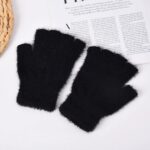 Adult Gloves Autumn/Winter Faux Mink Fur Fingerless Gloves