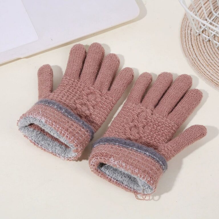Children’s Gloves Thickened Purl Stitch Color-Block Gloves
