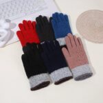 Children’s Gloves Thickened Purl Stitch Color-Block Gloves