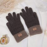 Knitted Gloves Korean & Japanese Style Solid Color Mink Fur Five-Finger Winter Warm Gloves