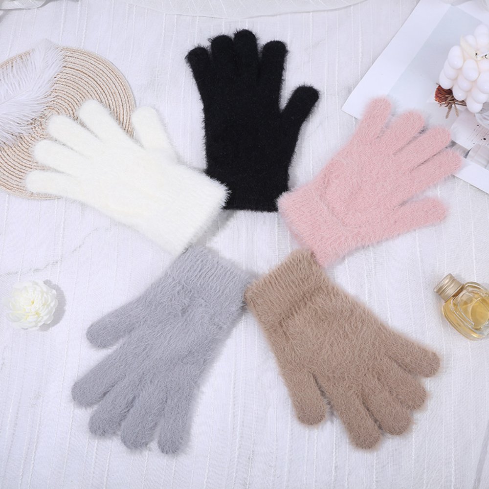 Knitted Gloves Winter Thermal Gloves, Thickened Fleece Lined Touchscreen Gloves