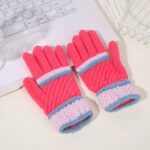 Children’s Gloves Knitted Purl Stitch Color-Block Gloves