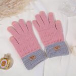 Knitted Gloves Korean & Japanese Style Solid Color Mink Fur Five-Finger Winter Warm Gloves