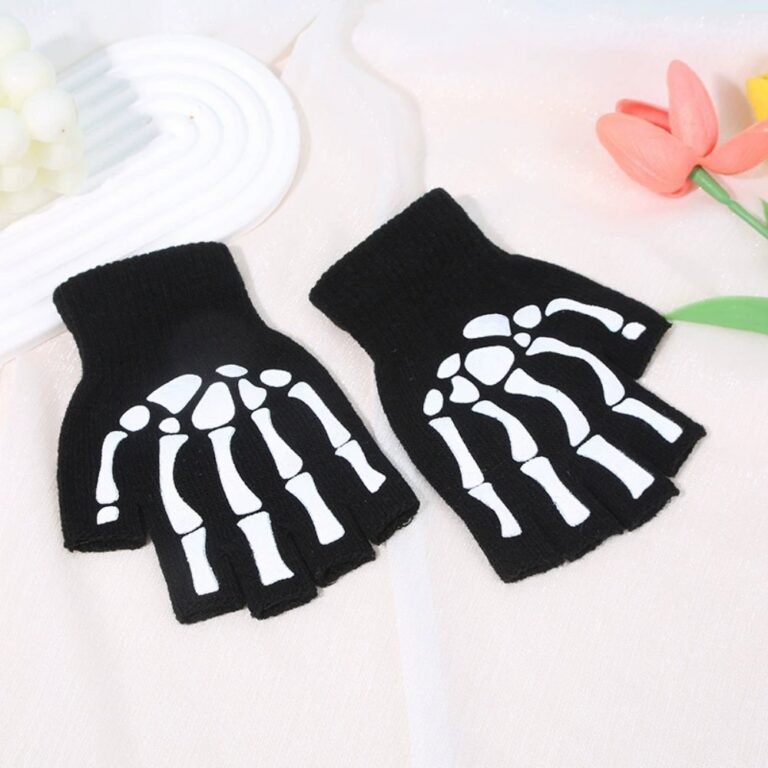 Halloween-themed Glow-in-the-Dark Skull Gloves