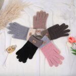 Knitted Gloves Korean & Japanese Style Solid Color Mink Fur Five-Finger Winter Warm Gloves