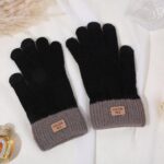 Knitted Gloves Korean & Japanese Style Solid Color Mink Fur Five-Finger Winter Warm Gloves