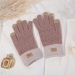 Knitted Gloves Korean & Japanese Style Solid Color Mink Fur Five-Finger Winter Warm Gloves