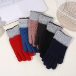 Children’s Gloves Thickened Purl Stitch Color-Block Gloves