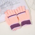 Children’s Gloves Knitted Purl Stitch Color-Block Gloves