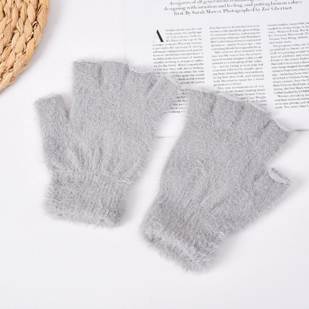 Adult Gloves Autumn/Winter Faux Mink Fur Fingerless Gloves